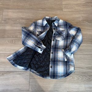 Plaid Shacket Jacket Oversized Shirt Quilted Lined Size S